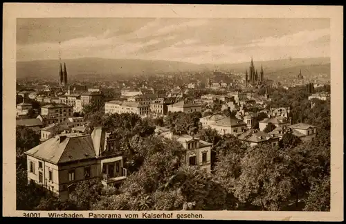 Ansichtskarte Wiesbaden Panorama vom Kaiserhof gesehen. 1928