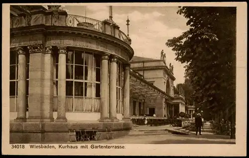Ansichtskarte Wiesbaden Kurhaus mit Gartenterrasse. 1922