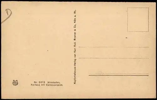Ansichtskarte Wiesbaden Kurhaus mit Gartenterrasse. 1922