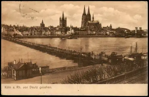 Ansichtskarte Köln Totale, Anlegestelle, Behelfsbrücke 1906