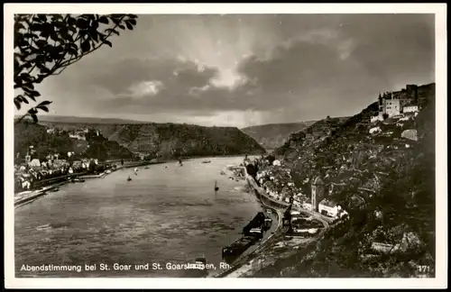 Ansichtskarte St. Goarshausen Abendstimmung, Fotokarte 1956