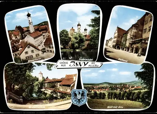 Ansichtskarte Isny Mehrbild-AK mit Blaserturm, Malerwinkel, Rathaus 1972