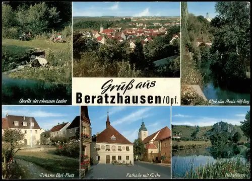 Beratzhausen  . Quelle der Laaber, Rathaus Kiche, Johann Ehrl-Platz 1973