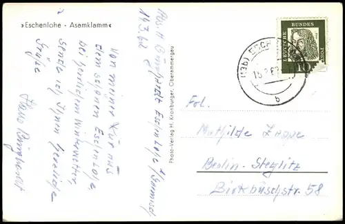 Ansichtskarte Eschenlohe-Ohlstadt Eschenlohe - Asamklamm 1967