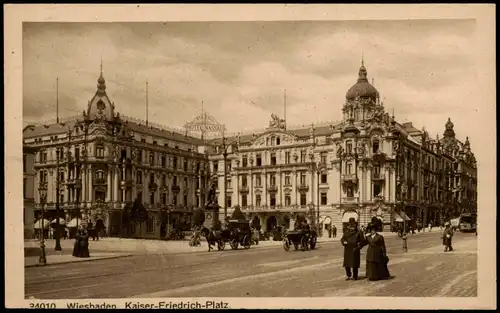 Ansichtskarte Wiesbaden Kaiser Friedrich Platz 1918