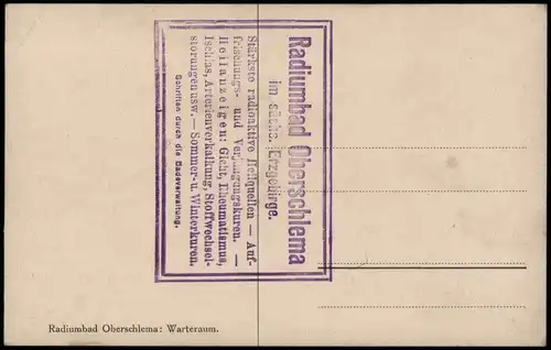 Ansichtskarte Oberschlema-Bad Schlema Radiumbad Kurhotel Warteraum. 1922