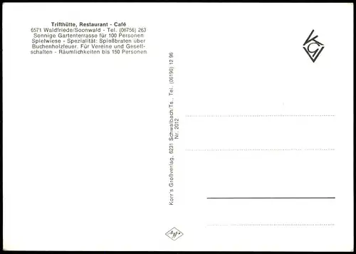 Waldfriede (Soonwald) Triffhütte Restaurant-Caté Spießbratenhaus Soonwald 1960