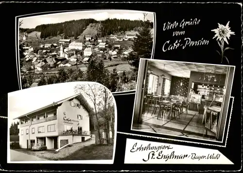 Ansichtskarte Sankt Englmar Mehrbildkarte mit CAFÉ - PENSION EDELWEISS 1960
