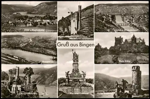 Bingen am Rhein Mehrbildkarte mit Orts- und Umlandansichten 1960