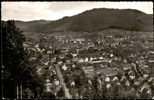 Haslach im Kinzigtal Panorama mit Schwarzwald   1957   gel  Stempel HASLACH