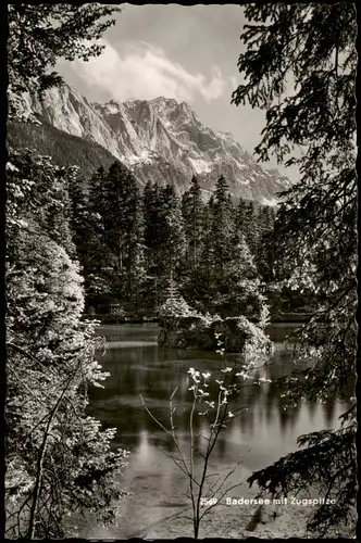 Ansichtskarte Grainau Badersee mit Blick zur Zugspitze 1960