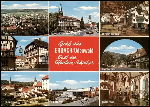 Erbach (Odenwald) Mehrbildkarte der Stadt der Elfenbeinschnitzer 1980