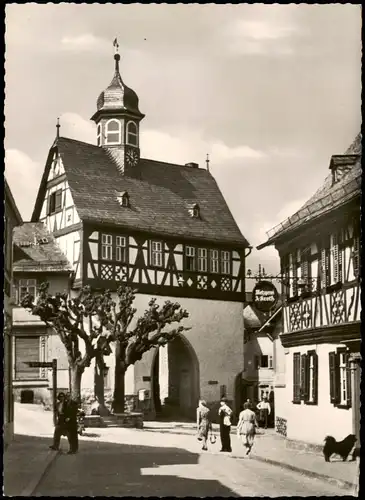 Königstein (Taunus) Strassen Partei am Rathaus, Metzgerei Geschäft 1960