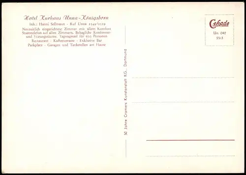 Ansichtskarte Unna Hotel Kurhaus Unna-Königsborn 1955