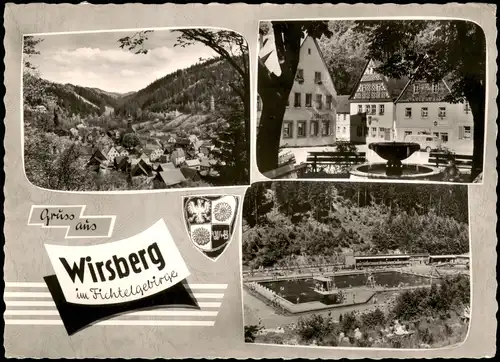 Wirsberg (Oberfranken) Mehrbildkarte mit 3 Ortsansichten u.a. Freibad 1961