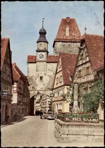 Ansichtskarte Rothenburg ob der Tauber Markusturm mit Röderbogen 1962