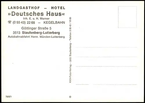 Lutterberg-Staufenberg  LANDGASTHOF HOTEL Deutsches Haus in Lutterberg 1970