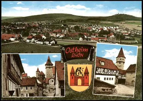 Ansichtskarte Ostheim v. d. Rhön Mehrbildkarte mit 3 Ortsansichten 1970