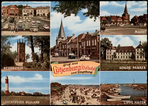 Lütjenburg Lüttenborg Mehrbild Auto Parkplatz Markt, Leuchtfeuer Neuland 1963