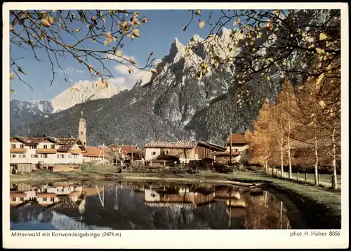 Ansichtskarte Mittenwald Panorama-Ansicht mit Karwendelgebirge 1957