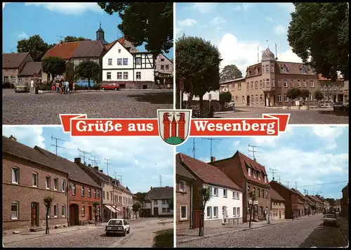 Ansichtskarte Wesenberg (Mecklenburg) Mehrbildkarte mit 4 Ortsansichten 1995