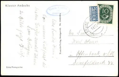 Ansichtskarte Andechs Kloster 1952