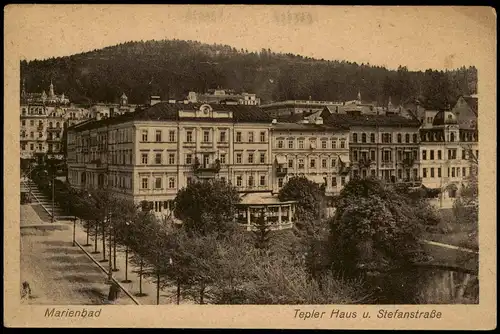 Postcard Marienbad Mariánské Lázně Stefanstraße u. Tepler Haus 1926