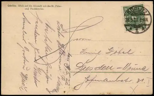 Görlitz Zgorzelec Blick auf die Altstadt mit der Peterskirche 1923