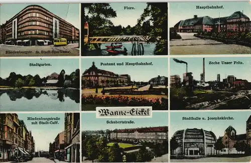 Wanne-Eickel-Herne Hindenburgstraße, Bahnhof, Zeche, Schubertstraße 1939