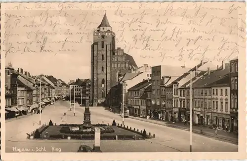 Postcard Haynau Chojnów Ring, Geschäfte 1940