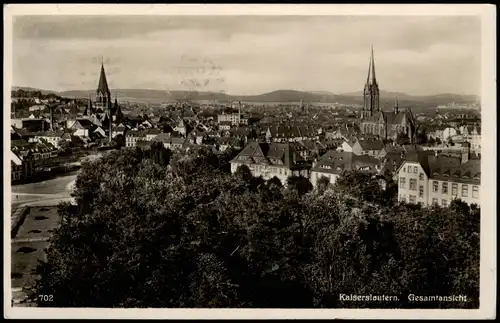 Ansichtskarte Kaiserslautern Gesamtansicht, Fotokarte 1938