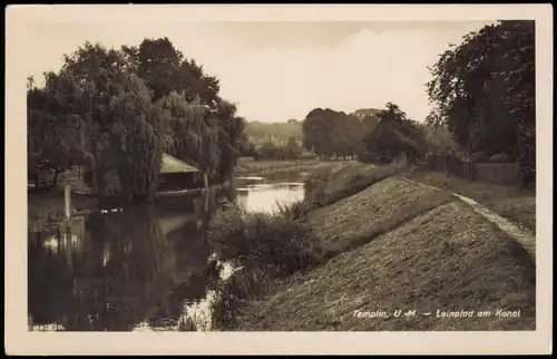Ansichtskarte Templin Leinpfad am Kanal 1955