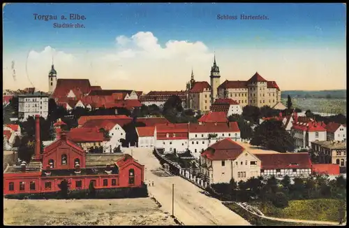 Ansichtskarte Torgau Fabrik, Stadtpartie 1915  gel. Feldpost