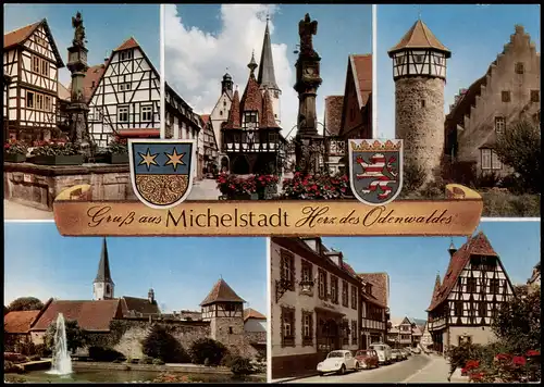 Ansichtskarte Michelstadt Mehrbildkarte mit 5 Ortsansichten 1980