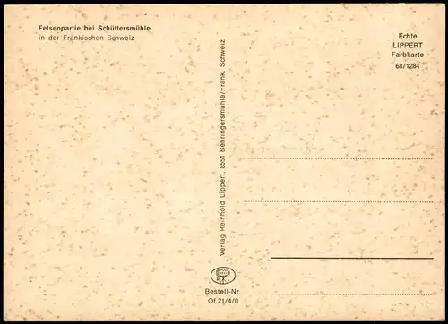 .Bayern Felsenpartie bei Schüttersmühle in der Fränkischen Schweiz 1968