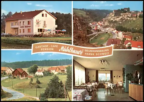 Siegmannsbrunn-Pottenstein Mehrbild-AK mit Gasthof-Café-Pension MÜHLBAUER 1980