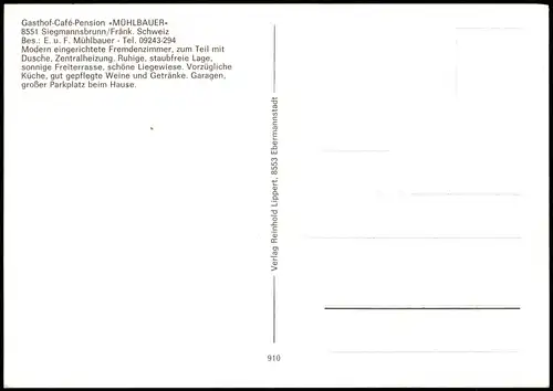 Siegmannsbrunn-Pottenstein Mehrbild-AK mit Gasthof-Café-Pension MÜHLBAUER 1980