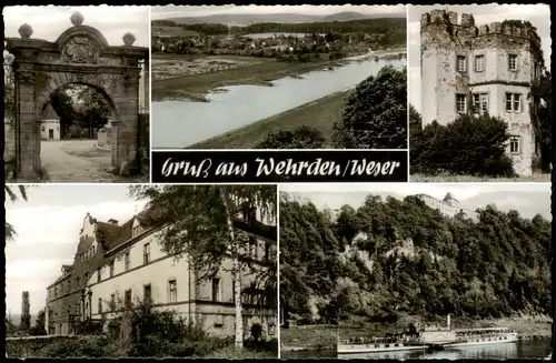 Wehrden Weser-Beverungen Umland-Ansichten  Schloss (Mehrbild-Gruss-Karte) 1960