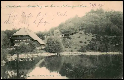 Karlsruhe Lauterberg Schwarzwaldhaus 1902  gel. Bahnpoststempel Mannheim - K