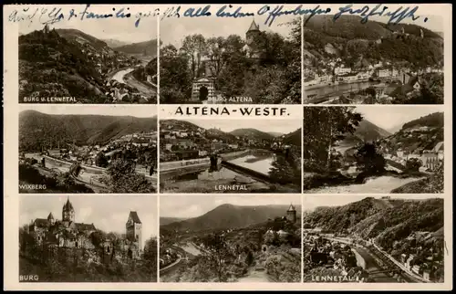 Ansichtskarte Altena Burg, Lennetal, Wixberg uvm 1955
