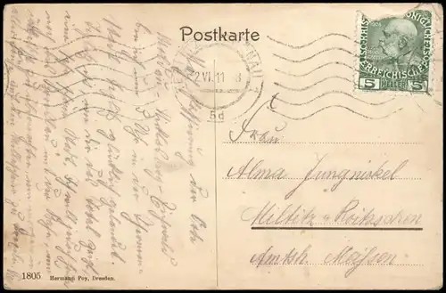 Postcard Teplitz-Schönau Teplice Straßenblick, Stadt 1911