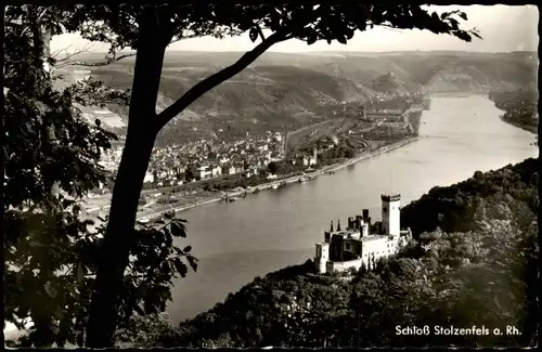 Ansichtskarte Stolzenfels-Koblenz Schloß Stolzenfels mit Rhein Panorama 1959