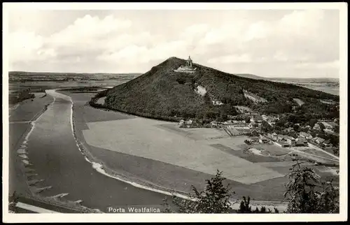 Ansichtskarte Porta Westfalica Panorama-Ansicht, Blick zum Denkmal 1940