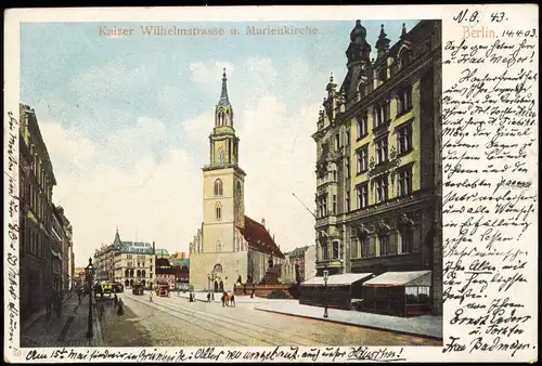 Ansichtskarte Friedrichsfelde-Berlin Wilhelmstrasse, Marienkirche 1906