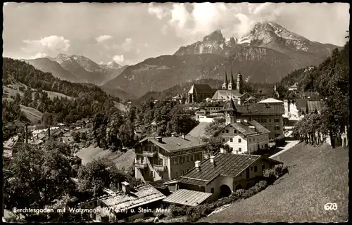 Berchtesgaden Panorama-Ansicht mit Blick zum Watzmann u. Stein. Meer 1955