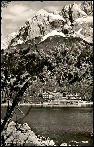 Ansichtskarte Garmisch-Partenkirchen Eibsee Blick zum Waxenstein 1956