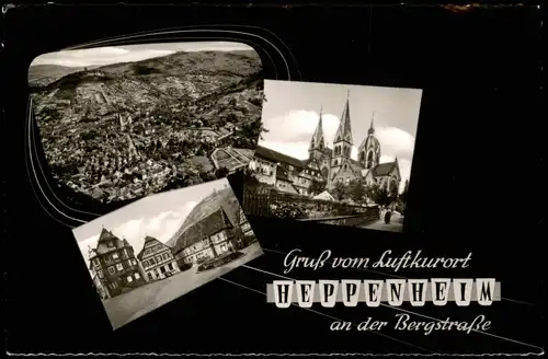 Heppenheim an der Bergstraße  3 Ortsansichten u.a. Luftaufnahme 1958