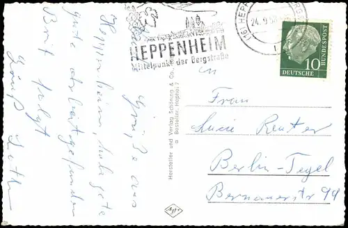 Heppenheim an der Bergstraße  3 Ortsansichten u.a. Luftaufnahme 1958