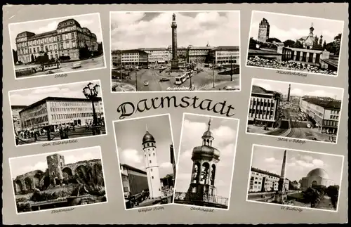 Darmstadt Mehrbild-AK mit Luisenplatz, Schloß, Stadtmauer uvm. 1960