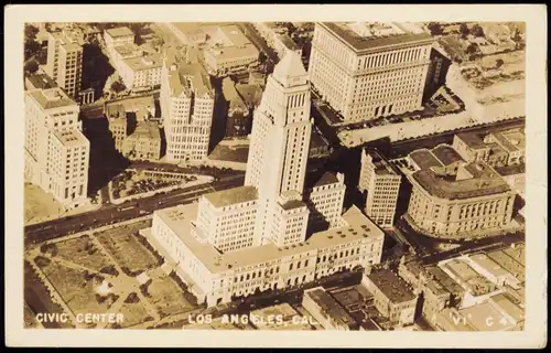 Postcard Los Angeles Los Angeles Luftbild Civic Center 1934